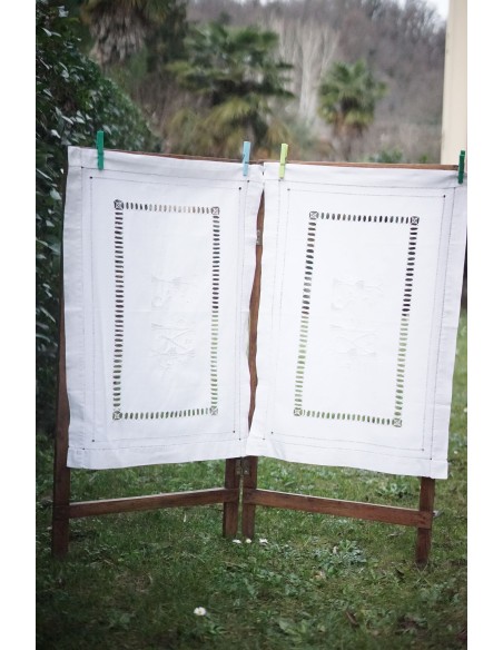 COPPIA TENDINE ANTICHI  COPRICUSCINI 77X52cm