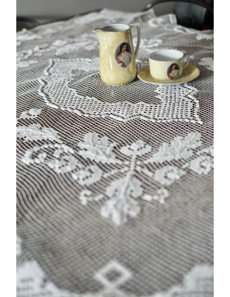 ANTICA TOVAGLIETTA  FILET A RETE 107x127cm ca.