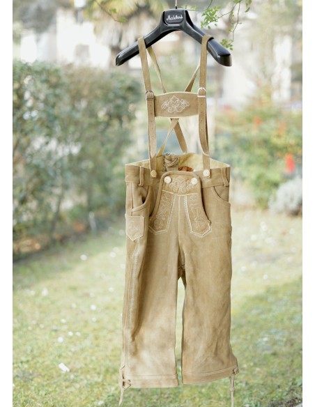 PANTALONI tg.164 PELLE LEDERHOSEN TIROLESE Ragazzo