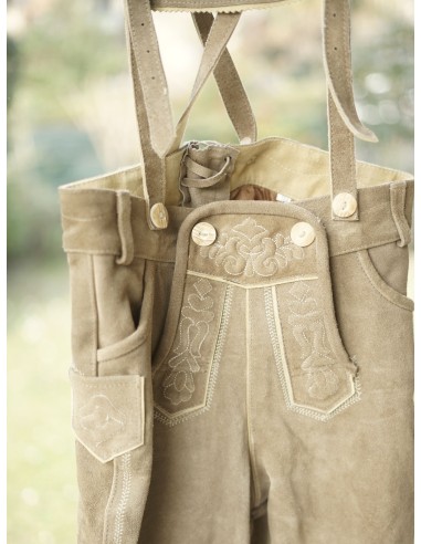 PANTALONI tg.164 PELLE LEDERHOSEN TIROLESE Ragazzo