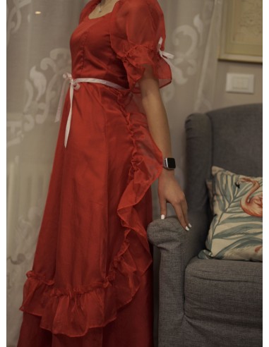 ELEGANTE ABITO ROSSO VINTAGE ANNI '70 / CARNEVALE  Tg.34