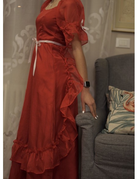 ELEGANTE ABITO ROSSO VINTAGE ANNI '70 / CARNEVALE  Tg.34