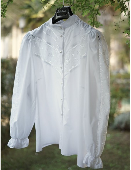 CAMICIA STILE TIROLESE  tg 54/56 CON PIZZO