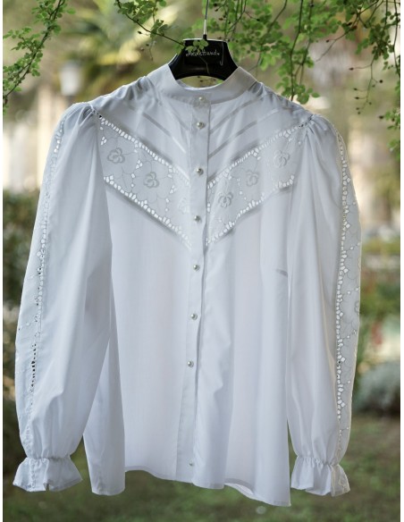 CAMICIA STILE TIROLESE  tg 54/56 CON PIZZO