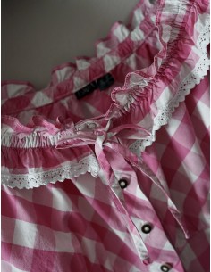 CAMICIA  TIROLESE QUADRETTI ROSA  tg 46/48it. 2