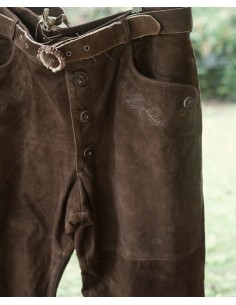 PANTALONI tg. 56 PELLE  TIROLESE CON CINTURA 2