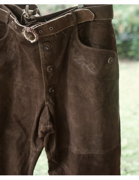 PANTALONI tg. 56 PELLE  TIROLESE CON CINTURA