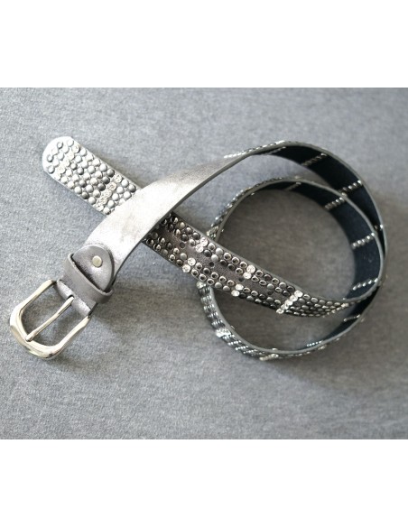 CINTURA IN PELLE tg.85/102 cm GRIGIO/ ARGENTO