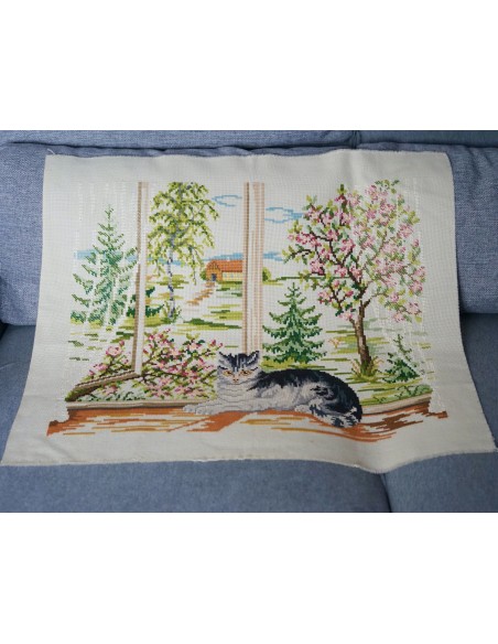 STUPENDO  RICAMO STILE INGLESE 68x60cm