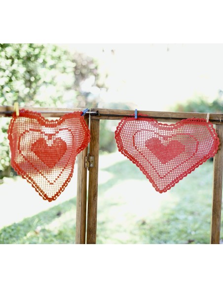 COPPIA CUORI ROSSI REALIZZATI A MANO