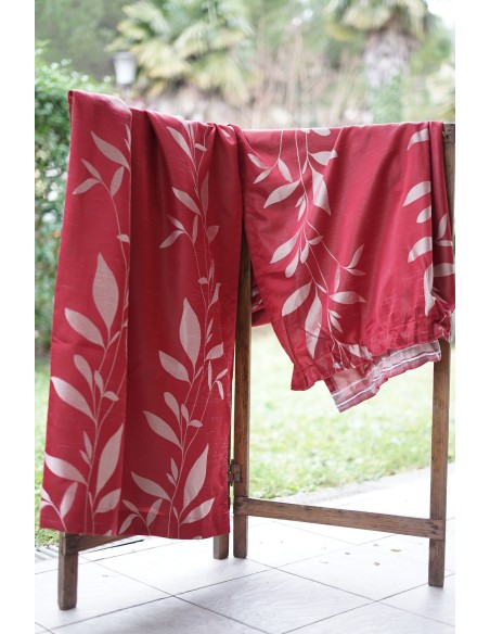 COPPIA TENDE  CON MANTOVANA E FERMATENDE rosso-bordeaux alt. 265 cm