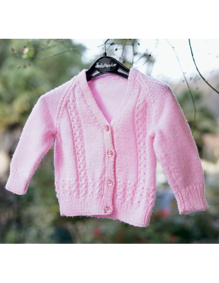 GOLFINO ROSA REALIZZATO A MANO 6/9 mesi