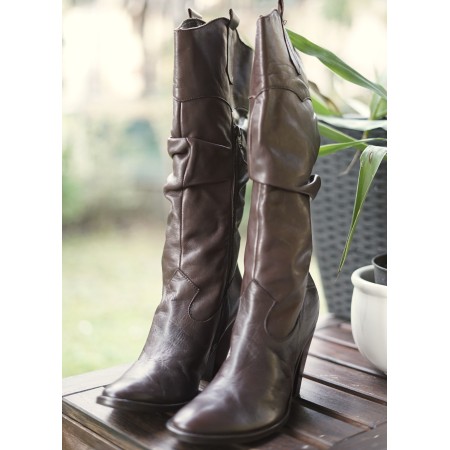 SCARPE STIVALI STIVALETTO DONNA  N* 38 MARRONE PELLE