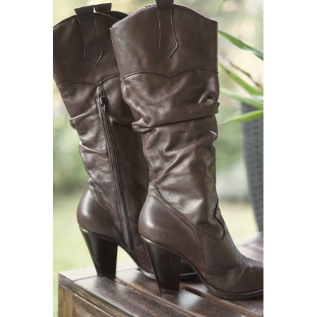 SCARPE STIVALI STIVALETTO DONNA  N* 38 MARRONE PELLE