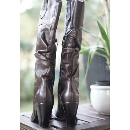 SCARPE STIVALI STIVALETTO DONNA  N* 38 MARRONE PELLE