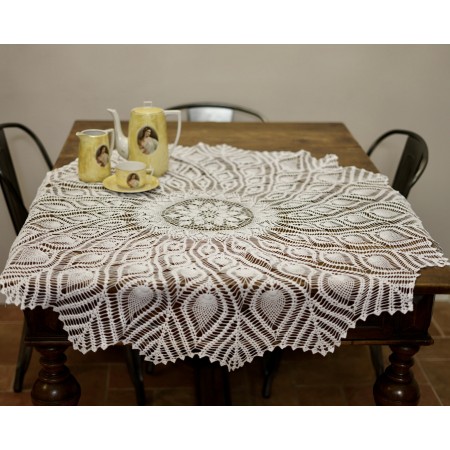 TOVAGLIA / COPRITAVOLO REALIZZATO MANO AD UNCINETTO diam. 120 cm