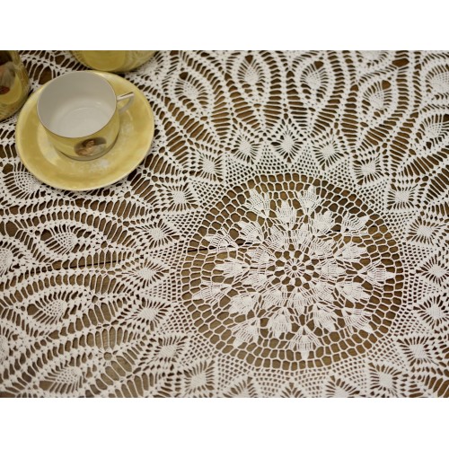 TOVAGLIA / COPRITAVOLO REALIZZATO MANO AD UNCINETTO diam. 120 cm 2