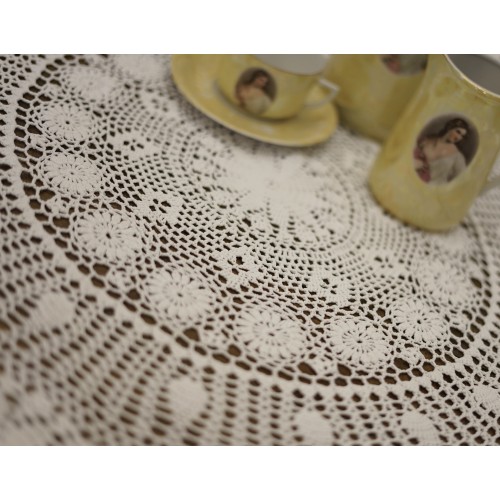 TOVAGLIA / COPRITAVOLO REALIZZATO MANO AD UNCINETTO diam. 150 cm 2
