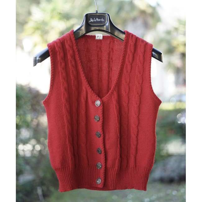 GILET DONNA IN STILE TIROLESE Tg. 46 it. ROSSO