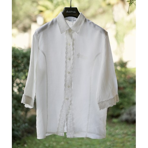 CAMICETTA LINO CON PIZZO  TG. 46 it.