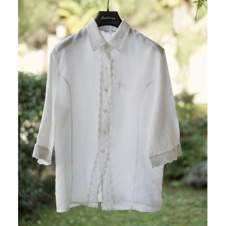 CAMICETTA LINO CON PIZZO  TG. 46 it.