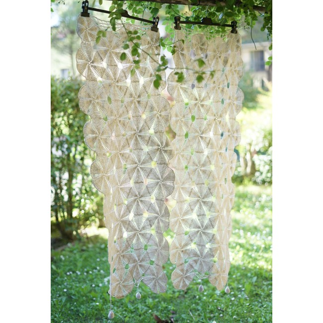 COPPIA TENDINE VINTAGE UNCINETTO 133x47 cm