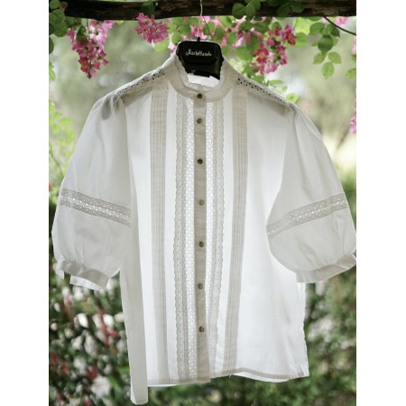 CAMICIA CON PIZZO STILE TIROLESE  TG.48 it. Alpen Trachten