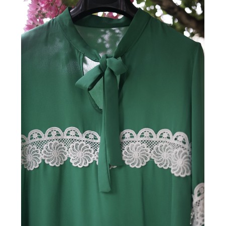 CAMICETTA VERDE CON  PIZZO  TG.S
