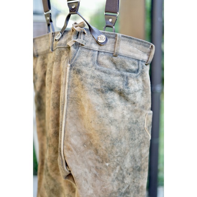 PANTALONI tg. 50 PELLE LEDERHOSEN TIROLESE...