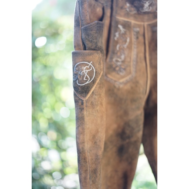 PANTALONI tg. 50 PELLE LEDERHOSEN TIROLESE...