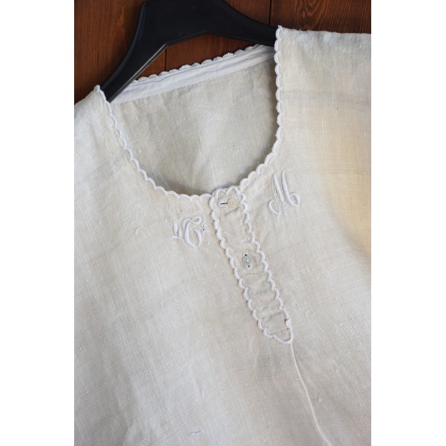 ANTICA CAMICIA DA NOTTE  CON MONOGRAMMA "TM"