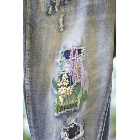 PANTALONI DONNA  tg 48 it. Jeans RICAMATI A MANO