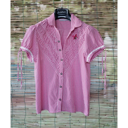 CAMICIA TIROLESE QUADRETTI ROSSA  tg 46 it. Stoskerpoint