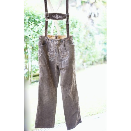 PANTALONI tg. 48 PELLE LEDERHOSEN TIROLESE