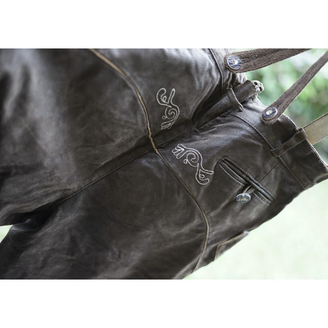 PANTALONI tg. 48 PELLE LEDERHOSEN TIROLESE