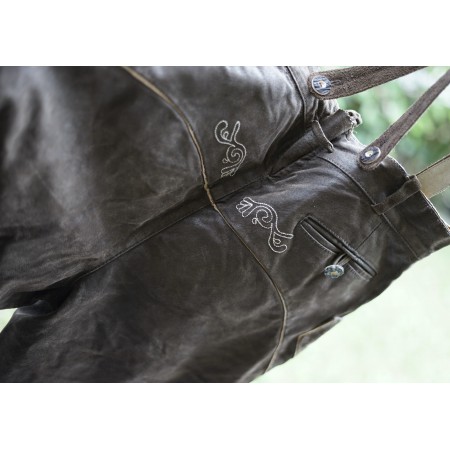 PANTALONI tg. 48 PELLE LEDERHOSEN TIROLESE