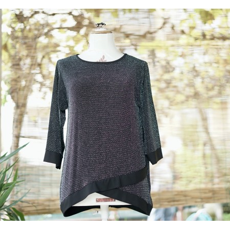 MAGLIA NERO / ARGENTO  tg 44 it