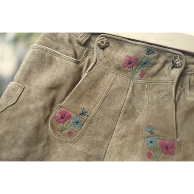 PANTALONI tg. 38 it. PELLE  TIROLESE DONNA
