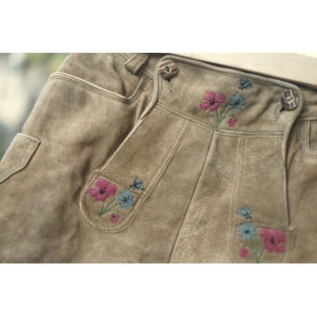 PANTALONI tg. 38 it. PELLE  TIROLESE DONNA