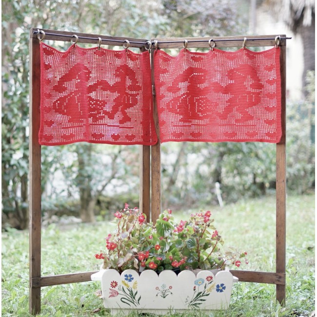 COPPIA TENDINE NATALIZIE UNCINETTO 51x34cm