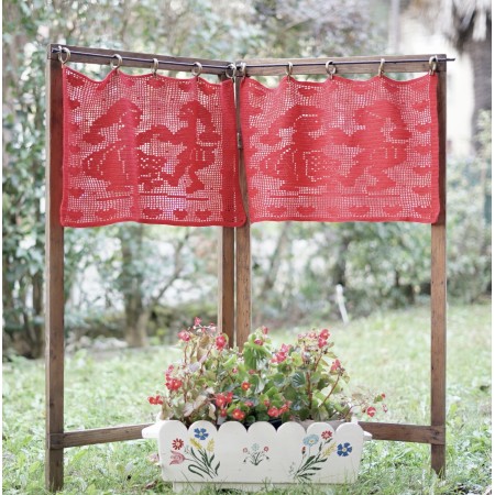COPPIA TENDINE NATALIZIE UNCINETTO 51x34cm