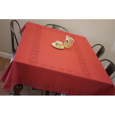 TOVAGLIA  NATALIZIA ROSSA / BORDEAUX IN PIZZO 190x135 cm