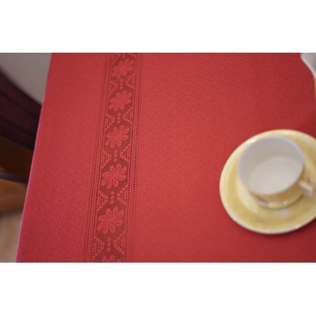 TOVAGLIA  NATALIZIA ROSSA / BORDEAUX IN PIZZO 190x135 cm