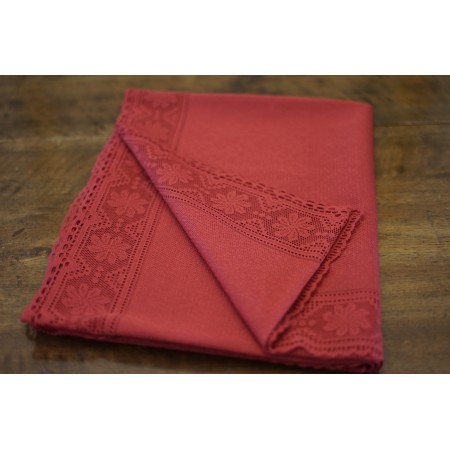 TOVAGLIA  NATALIZIA ROSSA / BORDEAUX IN PIZZO 190x135 cm