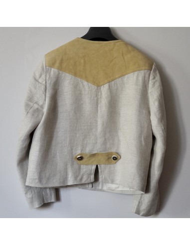 GIACCA  IN STILE TIROLESE  tg. 46/48 LINO/PELLE