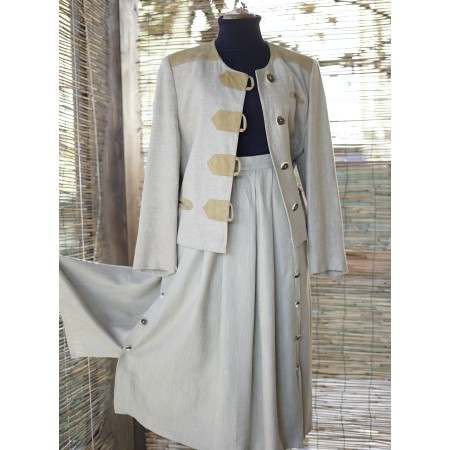 GIACCA  IN STILE TIROLESE  tg. 46/48 it. LINO/PELLE