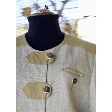 GIACCA  IN STILE TIROLESE  tg. 46/48 it. LINO/PELLE