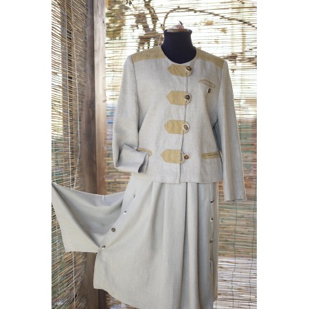 GIACCA  IN STILE TIROLESE  tg. 46/48 it. LINO/PELLE