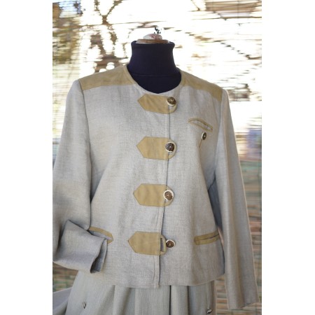 GIACCA  IN STILE TIROLESE  tg. 46/48 it. LINO/PELLE