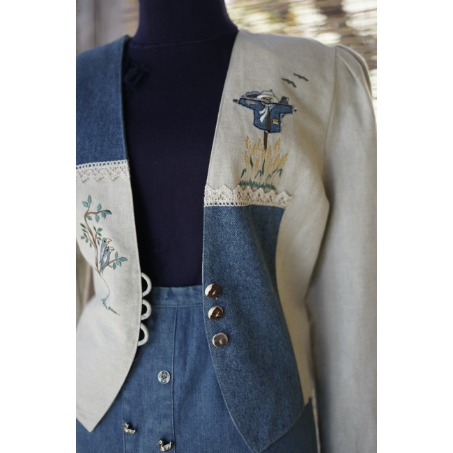 GIACCA IN STILE TIROLESE  tg.48 it. LINO/ JEANS